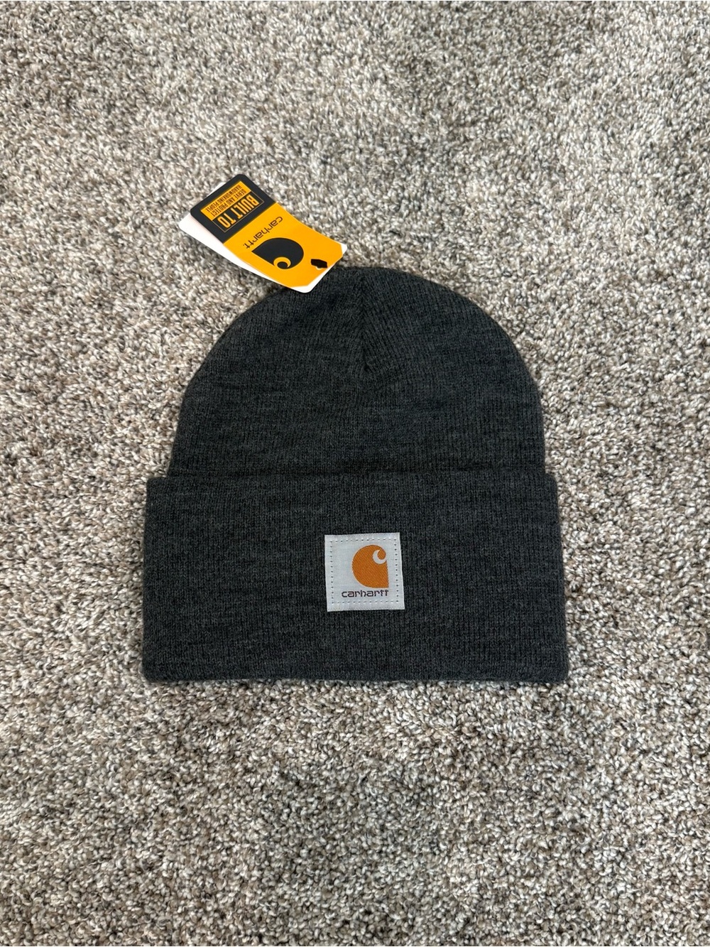 Carhartt Charcoal Knit Cuffed Beanie with Logo Patch